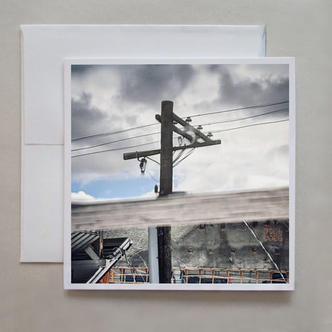 This urban photograph from Jen's East Van Electrical series is more abstract, with refraction distortions and cloudy, moody weather by photographer Jennifer Echols.